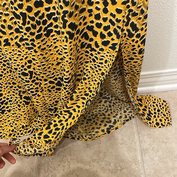 Topshop Yellow Animal Print Leopard Long Sleeve Maxi Dress - Picture 13 of 14